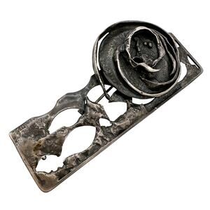 Kristine Algreen-Petersen Sterling Silver Brooch Danish Brutalist Rose on Fence